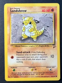 Sandshrew 91/130 Base Set 2 - Common Pokemon Card TCG - WOTC - Near Mint - Image 1