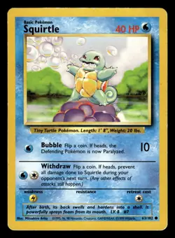 Squirtle 63/102 Common Starter Base Set Pokemon Card - 4 - Image 1
