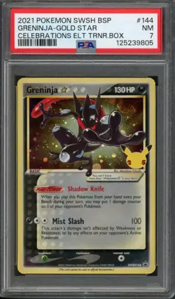 2021 Pokemon Celebrations ETB Greninja Gold Star #SWSH144 PSA 7 - Image 1