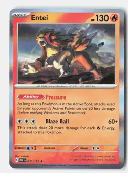 Entei Holo 030/197 Rare Obsidian Flames Pokemon Near Mint - Image 1