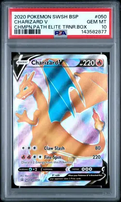 2020 Pokemon SWSH BSP #050 Charizard V Champion's Path Elite Trainer Box PSA 10 - Image 1