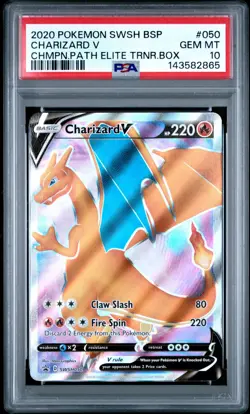 2020 Pokemon SWSH BSP #050 Charizard V Champion's Path Elite Trainer Box PSA 10 - Image 1