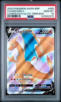 2020 Pokemon SWSH BSP #050 Charizard V Champion's Path Elite Trainer Box PSA 10 - Image 1