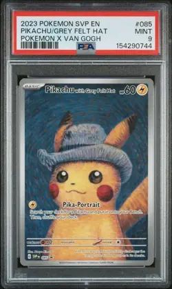 Pokemon Pikachu with Grey Felt Hat Van Gogh Full Art Promo SVP EN 085 PSA 9 Mint - Image 1