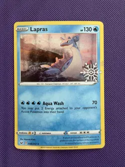 Lapras 048/202 Sword & Shield Holiday Stamped Rare Pokemon Card NM - Image 1