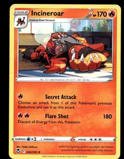 Incineroar 032/195 Rare Silver Tempest Pokemon Lightly Played - Image 1
