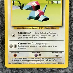 Vintage Pokemon Base Set Porygon 39/102 Uncommon NM - Image 4