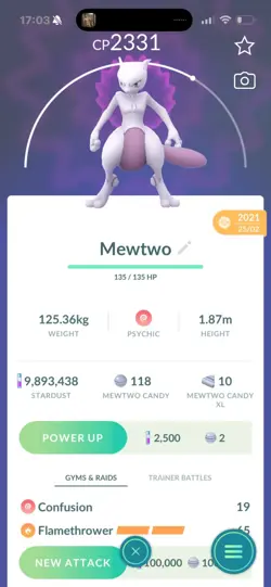 Pokemon Go Legendary Mewtwo ( Normal ) (Reduced) - Image 1