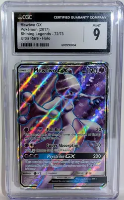 Pokemon Sun & Moon MEWTWO GX Shining Legends Full Art 72/73 CGC 9 🌿 MINT - Image 1