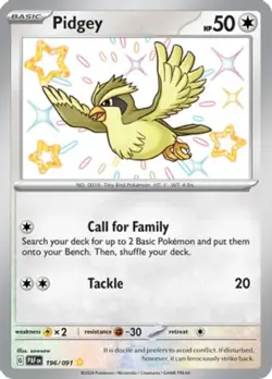 NM-Mint Pidgey - 196/091 - Shiny Rare Pokemon Paldean Fates - Image 1