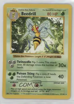 Beedrill Shadowless Pokemon Base Set #17 1999 - Image 1