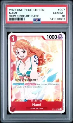 2022 ONE PIECE SUPER PRE RELEASE ST01-007 NAMI PSA 10 GEM MINT - Image 1