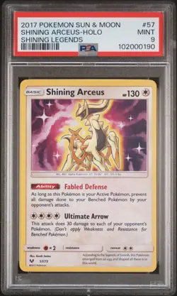 PSA 9 MINT Shining Arceus 57/73 Shining Legends Holo Shiny Pokemon Card - Image 1