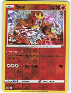 Entei 021/159 - Reverse Holo Crown Zenith Pokemon Card - NM - RARE - Image 1