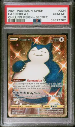 Pokemon Snorlax 224/198 Chilling Reign Secret Rare Full Art Holo PSA 10 - Image 1
