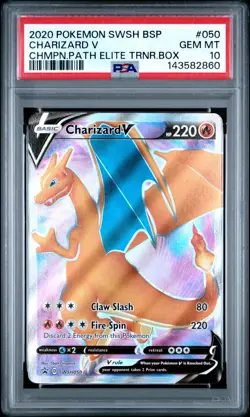 2020 Pokemon SWSH BSP #050 Charizard V Champion's Path Elite Trainer Box PSA 10 - Image 1
