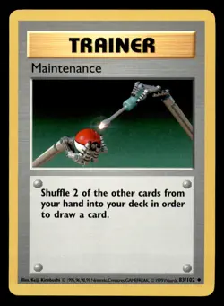 Maintenance 83/102 Uncommon Base Set Shadowless Pokemon Unlimited Near Mint - Image 1