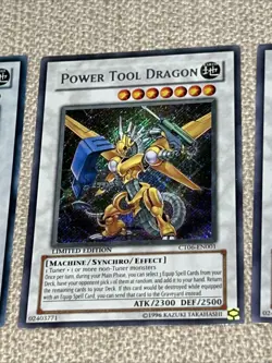 3x Yugioh Power Tool Dragon CT06-EN001 Secret Rare Collectors Tin LP +AC11-DE015 - Image 3