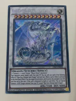 Yugioh Blue-Eyes Ultimate Spirit Dragon - Limited Secret Rare NM - Free Holo - Image 1