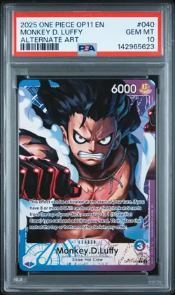 2025 One Piece OP11 EN Monkey D Luffy Alternate Art #040 PSA 10 GEM MINT - Image 1