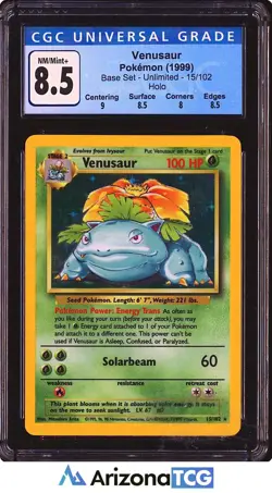 Pokemon 1999 Venusaur 15/102 Holo Base Set Unlimited CGC 8.5 - Image 1