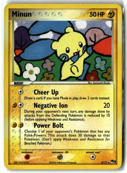 Minun ⭐ 4/17 Holo Rare POP Series 3 2006 Pokemon MP - Image 1