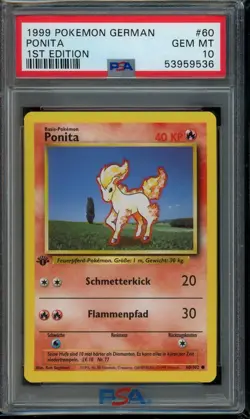 1999 Pokemon 1st Edition Ponita #60 German Ponyta PSA 10 - Image 1