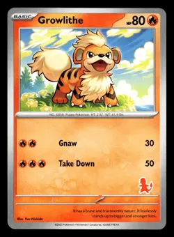 Growlithe My First Battle Charmander Deck Stamp Pokemon NM - Image 1