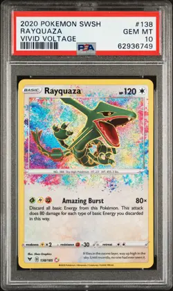 2020 POKEMON SWORD & SHIELD VIVID VOLTAGE #138 RAYQUAZA PSA 10 - Image 1