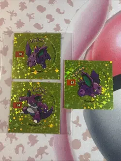 2001 Taps Gold Holo Nidoking Nidorino Nidoran Pog Stickers Pokemon Non-TCG - Image 1