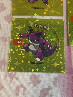2001 Taps Gold Holo Nidoking Nidorino Nidoran Pog Stickers Pokemon Non-TCG - Image 2