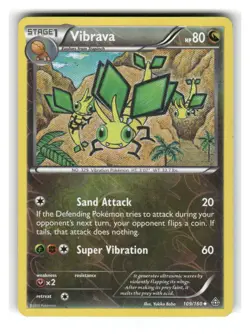 Vibrava 109/160 Uncommon Primal Clash Pokemon Reverse Holo Lightly Played - Image 1