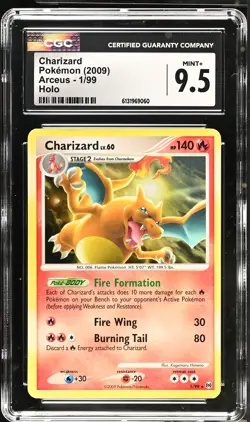 CGC 9.5 MINT+ Charizard 1/99 Holo Arceus Pokemon Card - Image 1