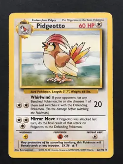 Pidgeotto 22/102 Base Set Rare - Vintage Pokemon Card WOTC 1999 - Played - Image 1