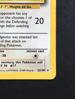 Pidgeotto 22/102 Base Set Rare - Vintage Pokemon Card WOTC 1999 - Played - Image 4
