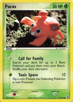 POKEMON Paras #72/112 Normal FireRed & LeafGreen NM - Image 1