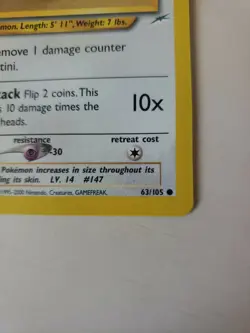 Dratini - 63/105 Neo Destiny Unlimited Common Pokemon - NM/LP - Image 3