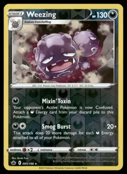 Weezing 095/198 Rare Chilling Reign Pokemon Reverse Holo Near Mint - Image 1