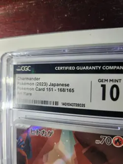 CGC 10 GEM MINT Japanese Charmander 168/165 Art Rare Pokemon 151 - Image 2