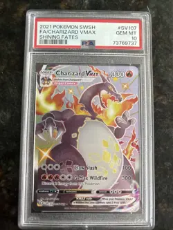 2021 POKEMON SWORD & SHIELD SHINING FATES #SV107 FULL ART/CHARIZARD VMAX PSA 10 - Image 1
