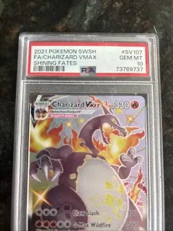2021 POKEMON SWORD & SHIELD SHINING FATES #SV107 FULL ART/CHARIZARD VMAX PSA 10 - Image 2