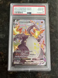 2021 POKEMON SWORD & SHIELD SHINING FATES #SV107 FULL ART/CHARIZARD VMAX PSA 10 - Image 3