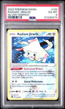 2022 POKEMON SWORD & SHIELD SILVER TEMPEST #120 RADIANT JIRACHI PSA 6 - Image 1