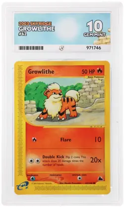 ACE 10 Growlithe 62/144 Skyridge E-Reader Holo Rare English Pokemon POP 2 - Image 1