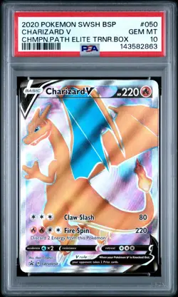 2020 Pokemon SWSH BSP #050 Charizard V Champion's Path Elite Trainer Box PSA 10 - Image 1