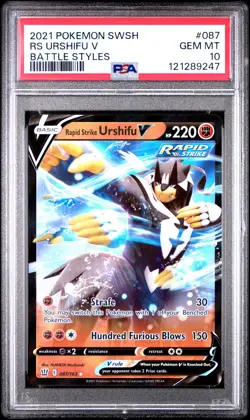 2021 POKEMON SWORD & SHIELD BATTLE STYLES #087 RAPID STRIKE URSHIFU V PSA 10 - Image 1