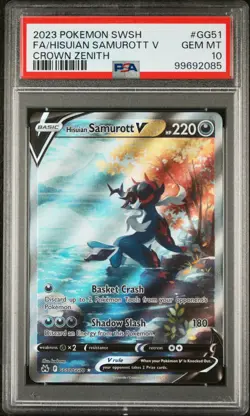 2023 POKEMON SWORD AND SHIELD CROWN ZENITH #GG51 FA/HISUIAN SAMUROTT V CROWN ZEN - Image 1