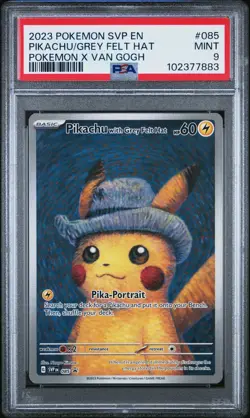 Pokemon TCG Pikachu with Grey Felt Hat 085 Scarlet & Violet Van Gogh Promo PSA 9 - Image 1