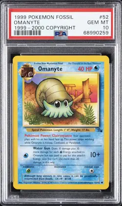 1999 POKEMON FOSSIL 1999-2000 COPYRIGHT #52 OMANYTE PSA 10 - Image 1