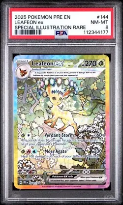 [PSA 8] Leafeon ex 144/131 Prismatic Evolutions PRE Special Illustration POKEMON - Image 1